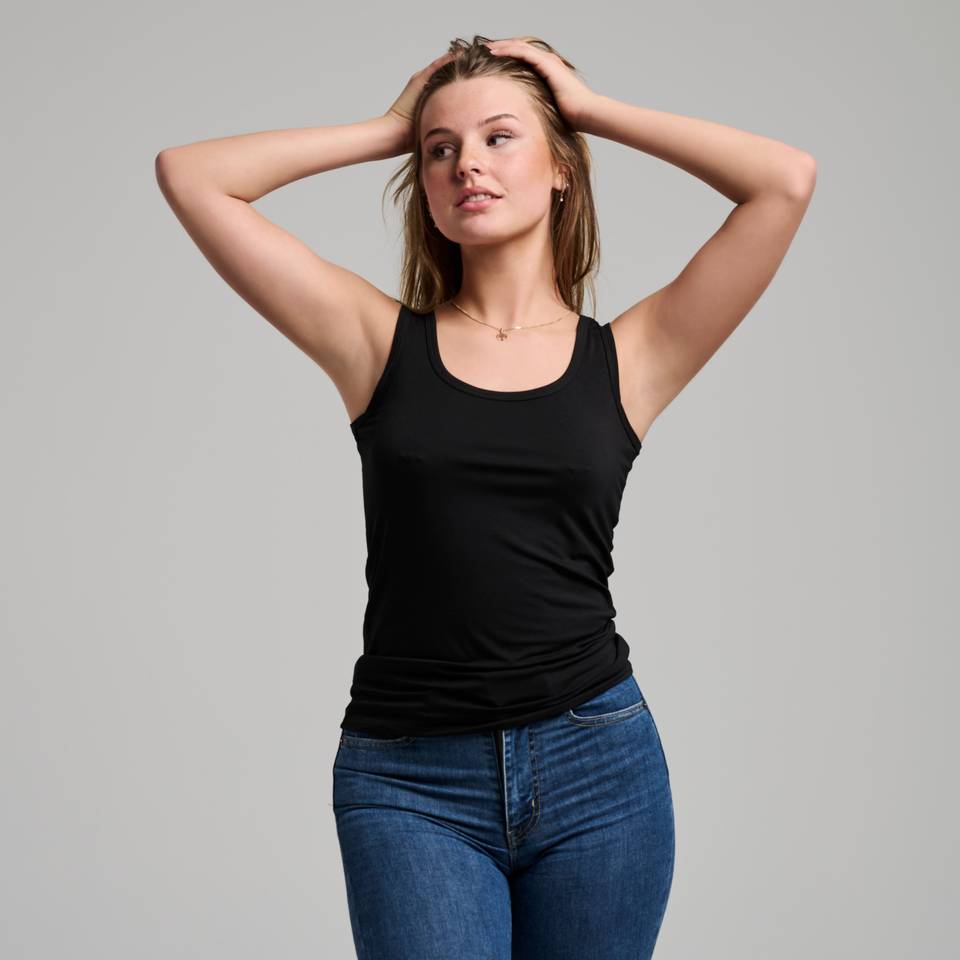 BAMBUSA Basis tanktop, sort - 2 pk
