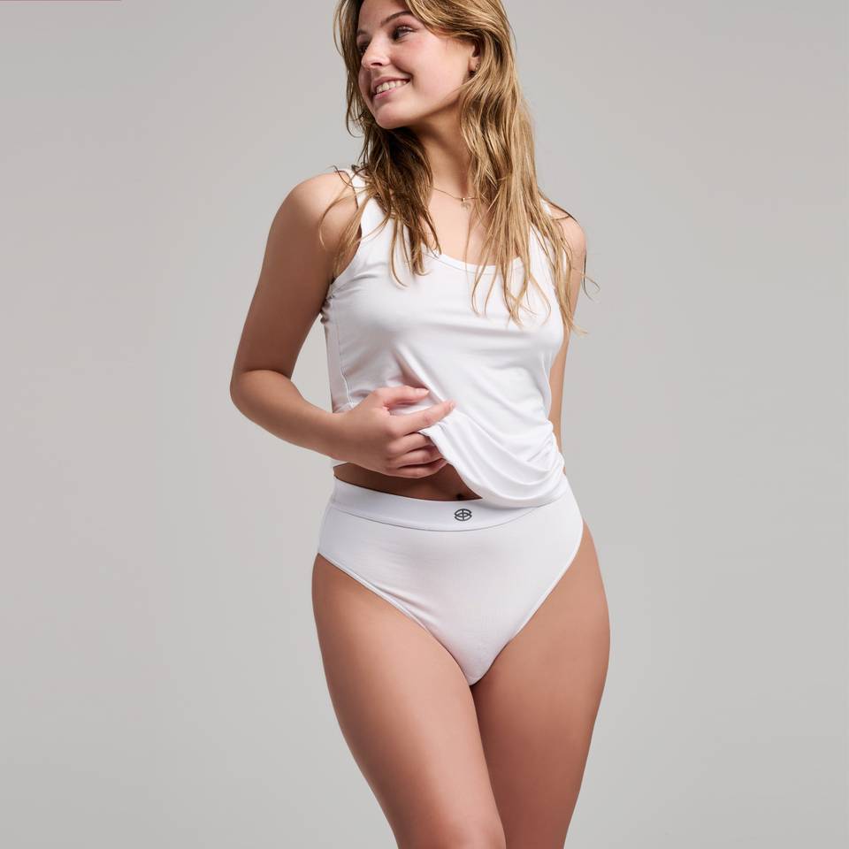 BAMBUSA High-Waist trusser, hvid 3 - pak
