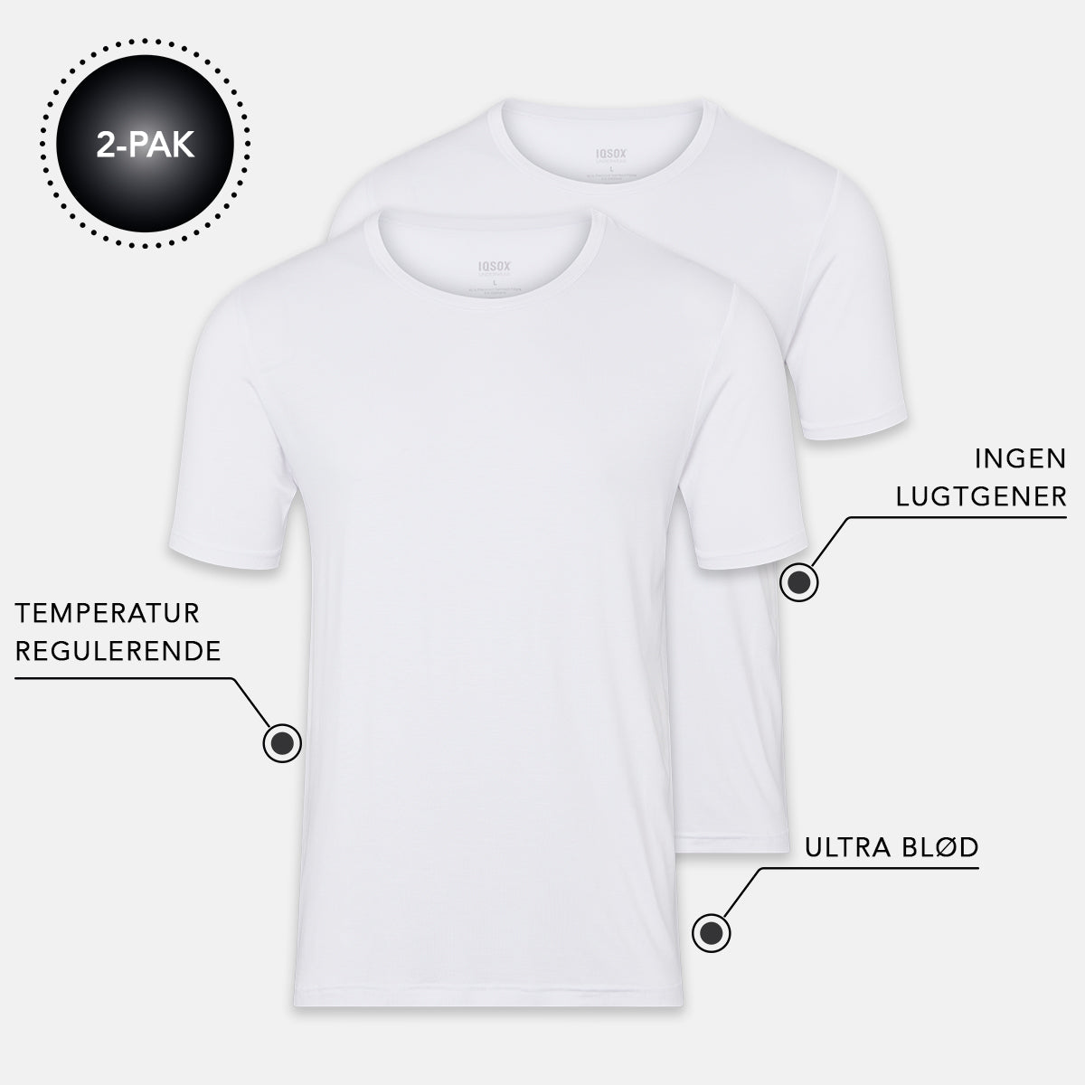 IQ Sox - Bambus T-shirt - Hvid (2-pack)