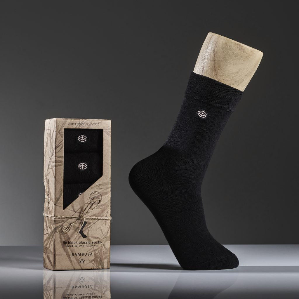 Bambusa, Lange sokker, sort (5 par) –