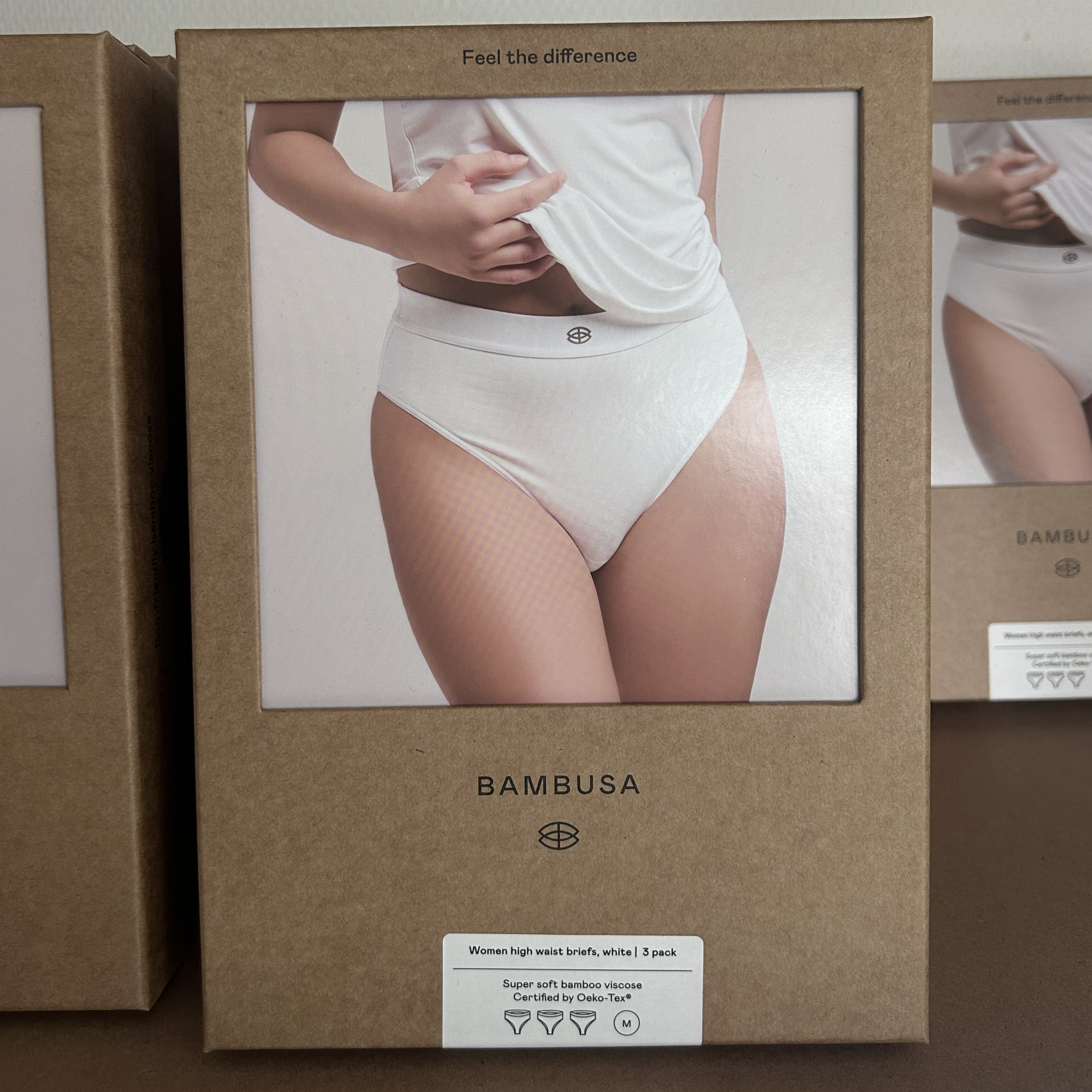 BAMBUSA High-Waist trusser, hvid 3 - pak