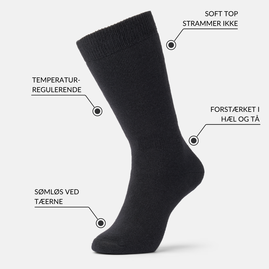 Skistrømper i uld, 2 par